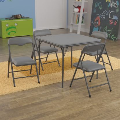 Picture of Flash Furniture Kids Colorful Folding Table And 4 Chairs, Gray