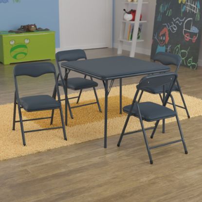 Picture of Flash Furniture Kids Colorful Folding Table And 4 Chairs, Navy