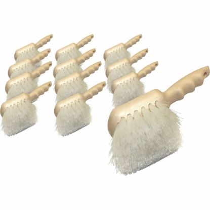 Picture of Genuine Joe Nylon Utility Brush - Nylon Bristle - 9in Handle Length - 12 / Carton - White