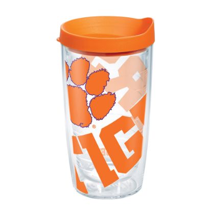 Picture of Tervis Genuine NCAA Tumbler With Lid, Clemson Tigers, 16 Oz, Clear