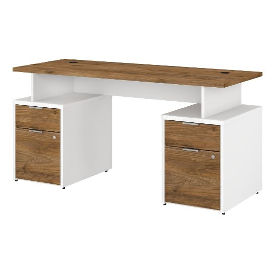 Picture of Bush Business Furniture Jamestown 60inW Computer Desk With 4 Drawers, Fresh Walnut/White, Standard Delivery