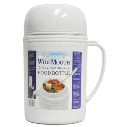 Picture of Brentwood Wide-Mouth Glass Vacuum/Foam Insulated Food Thermos, 16.9 Oz, Gray