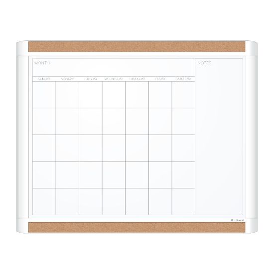 Picture of U Brands PINIT Magnetic Dry-Erase Monthly Calendar Board, 20in X 16in, White Frame (437U00-01)