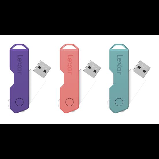 Picture of Lexar JumpDrive TwistTurn2 USB 2.0 Flash Drive, 64GB, Assorted Colors, LJDTT2-64GABOD20