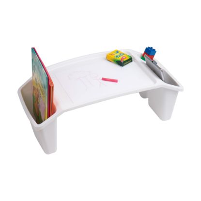 Picture of Mind Reader Plastic Lap Desk with Side Storage Pockets, 8-1/2in H x 10-3/4in W x 22-1/4in D, White