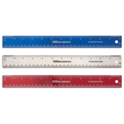 Picture of Office Depot Brand Stainless Steel Ruler, 12in, Assorted Colors (No Color Choice)