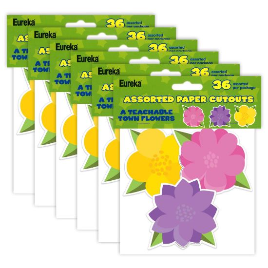 Picture of Eureka Paper Cut-Outs, A Teachable Town Flowers, 36 Cut-Outs Per Pack, Set Of 6 Packs