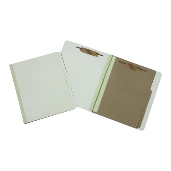 Picture of SKILCRAFT Pressboard Classification Folders, 6-Part, Letter Size, 100% Recycled, Gray/Green (AbilityOne 7530-01-554-7684), Pack Of 10