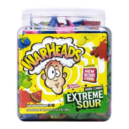 Picture of Warheads Xtreme Sour Hard Candy Tub, 34 Oz