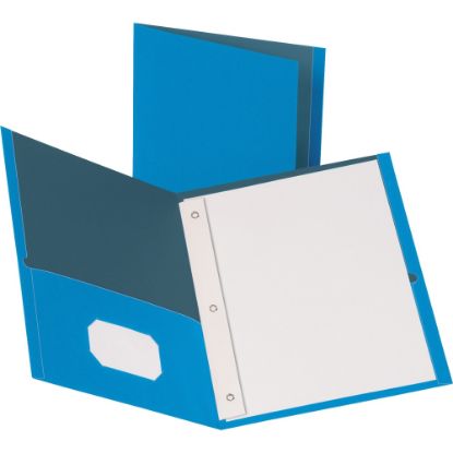 Picture of Business Source Leatherette Storage Pockets Fastener Folders, Letter Size, 8 1/2in x 11in, Light Blue, Box Of 25 Folders