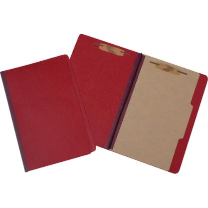 Picture of SKILCRAFT Pressboard Classification Folder, 4-Part, Legal Size, Red (AbilityOne), Pack Of 10