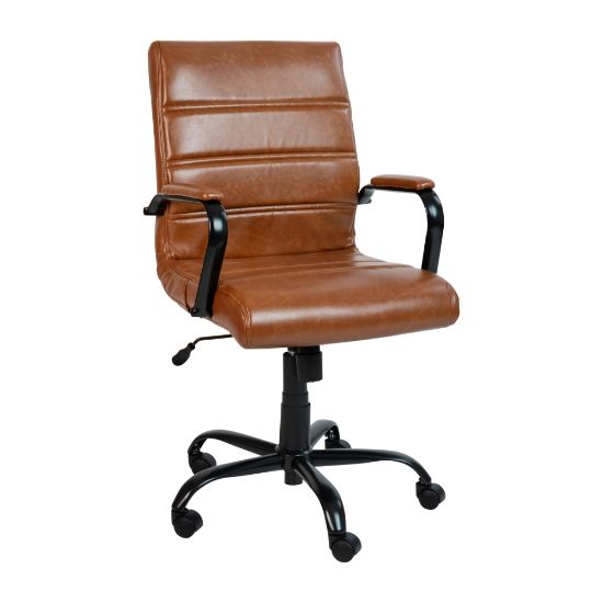 Picture of Flash Furniture LeatherSoft Faux Leather Mid-Back Office Chair, Brown/Black/Chrome