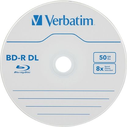 Picture of Verbatim BD-R DL 50GB 8X, Verbatim, 10pk Spindle Box Peg Hanger - 50GB - 10pk Spindle Box