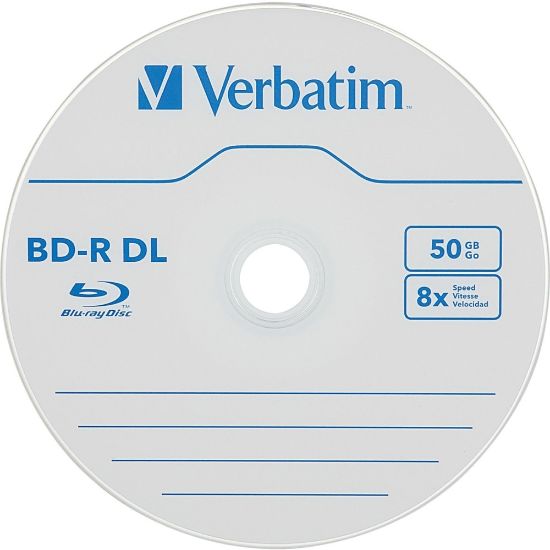 Picture of Verbatim BD-R DL 50GB 8X, Verbatim, 10pk Spindle Box Peg Hanger - 50GB - 10pk Spindle Box