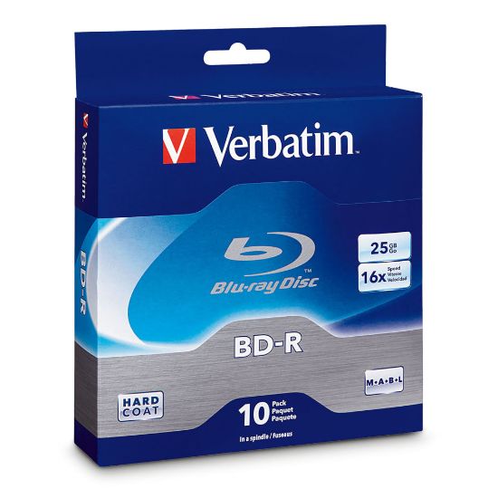 Picture of Verbatim BD-R 25GB 16X Disc Spindle, Box Of 10