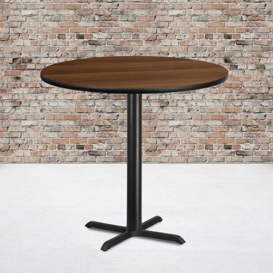 Picture of Flash Furniture Round Bar-Height Table, 43-1/8inH x 42inW x 42inD, Walnut/Black