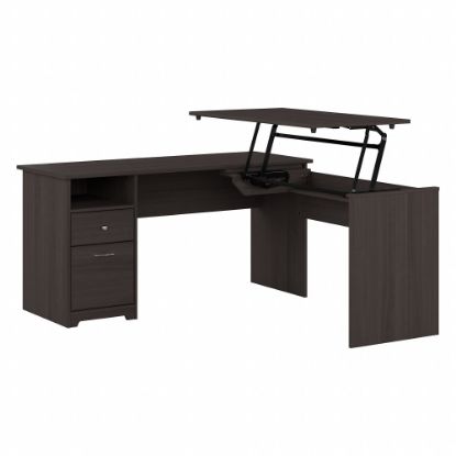 Picture of Bush Furniture Cabot 3-Position Sit-To-Stand Height-Adjustable L-Shaped Desk, 60inW, Heather Gray, Standard Delivery