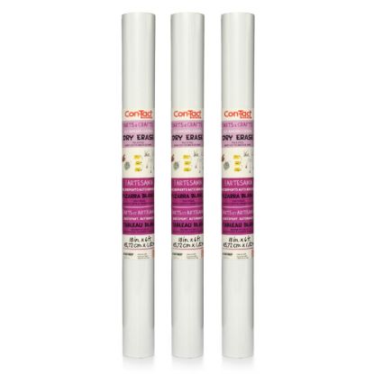 Picture of Con-Tact Brand Dry-Erase Adhesive Rolls, 18in x 6ft, White, Pack Of 3 Rolls