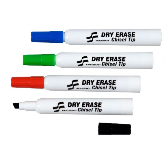 Picture of SKILCRAFT Premium Dry-Erase Markers, Chisel Tip, Set Of 4 (AbilityOne 7520-01-553-8142)