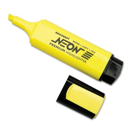 Picture of SKILCRAFT Fluorescent Highlighters, Yellow, Box Of 12 (AbilityOne 7520-01-201-7791)