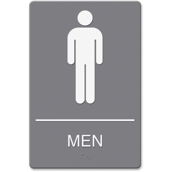 Picture of Headline ADA Restroom Sign, Mens, 6in x 9in, Gray