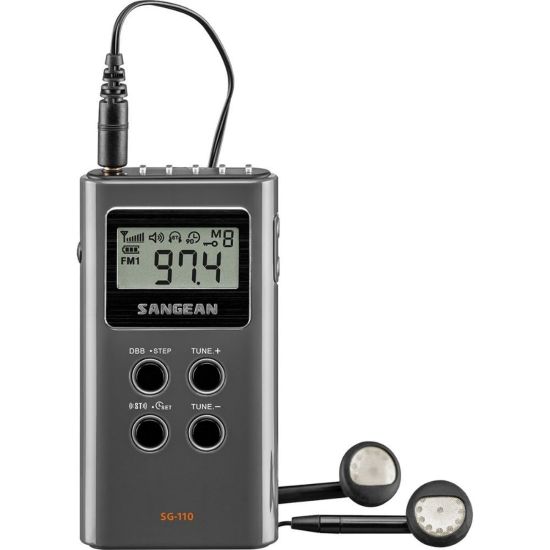 Picture of Sangean SG-110 FM-Stereo / AM Pocket Receiver - 5 x AM, 10 x FM - LCD Display - Headphone - 2 x AAA - Pocket