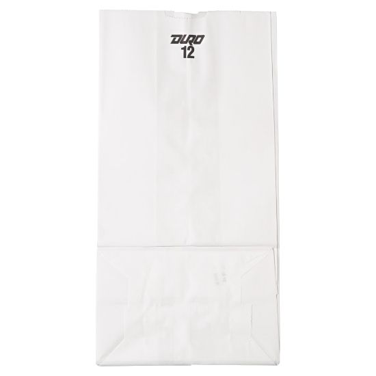 Picture of General Paper Grocery Bags, #12, 13 3/4inH x 7 1/16inW x 4 1/2inD, White, Pack Of 500 Bags