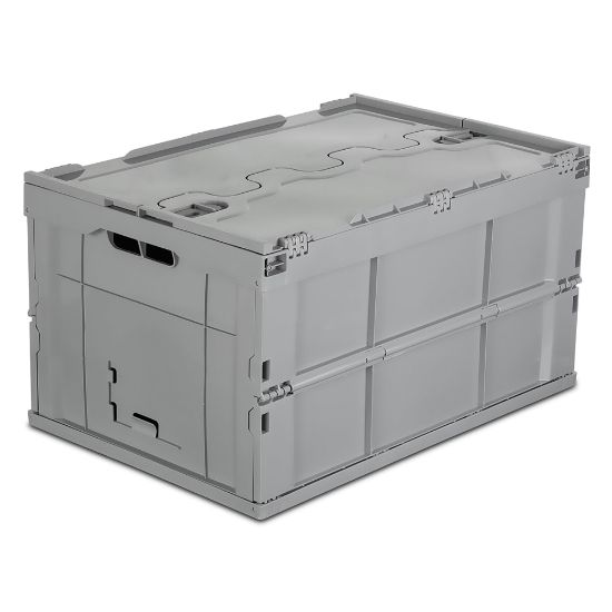 Picture of Mount It! Collapsible Plastic Storage Crate, 23.25in x 15.5in x 12.5in, Gray