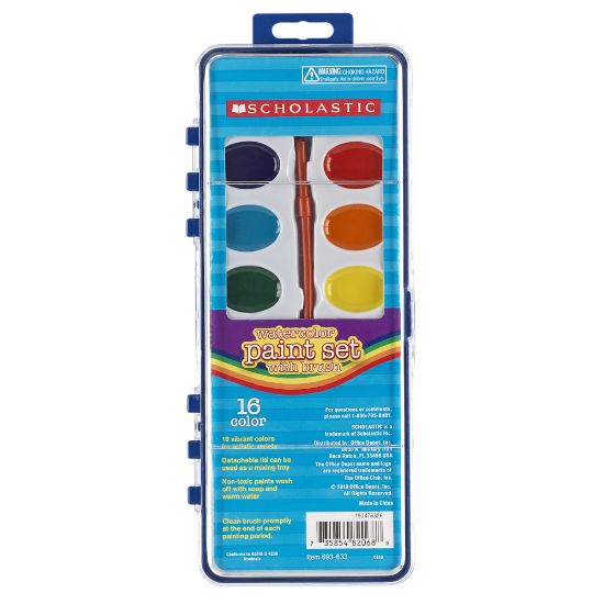 Picture of Scholastic 16-Color Watercolor Paint Set With Brush