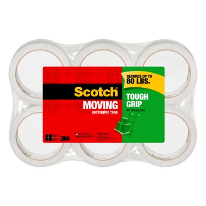 Picture of Scotch Tough Grip Moving Packing Tape, 1-7/8in x 43.7 Yd., Clear, Pack Of 6 Rolls