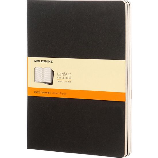 Picture of Moleskine Cahier Journals, Extra Large, 7.5in x 10in, Ruled, 120 Pages, Black, Set Of 3 Journals