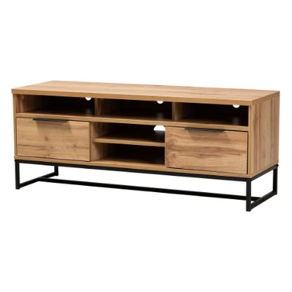 Picture of Baxton Studio Industrial TV Stand, 19-5/16inH x 47-1/4inW x 15-3/4inD, Oak/Black