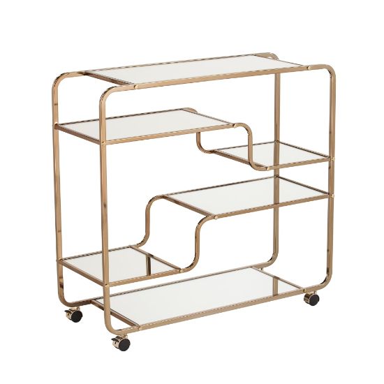 Picture of SEI Furniture Maylynn Mirrored Bar Cart, 33-3/4inH x 36inW x 13-1/4inD, Champagne