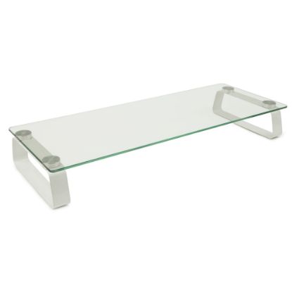 Picture of Mount-It! Glass Computer Monitor Riser, 3-1/4inH x 22inW x 8-1/4inD, Clear/White