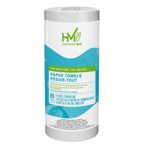 Picture of Highmark ECO 2-Ply Paper Towels, 100% Recycled, 85 Sheets Per Roll, Case Of 30 Rolls