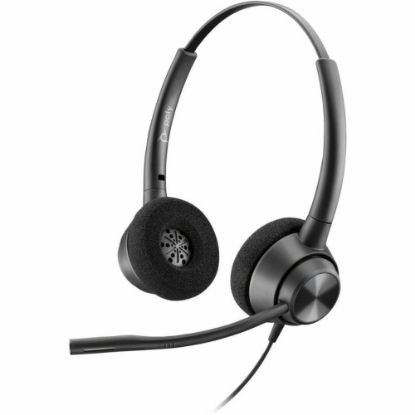 Picture of Poly EncorePro 320 with Quick Disconnect Binaural Headset TAA - Stereo - Quick Disconnect, USB Type A - Wired - On-ear, Over-the-head - Binaural - Supra-aural - 2.50 ft Cable - Noise Cancelling, Omni-directional Microphone - Noise Canceling - Black