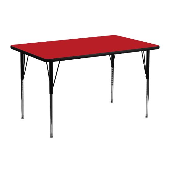 Picture of Flash Furniture 48inW Rectangular HP Laminate Activity Table With Standard Height-Adjustable Legs, Red