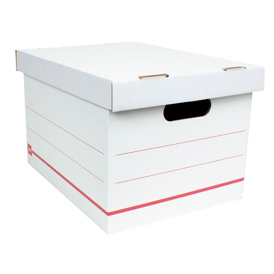 Picture of Office Depot Brand Standard-Duty Corrugated Storage Boxes, Letter/Legal Size, 15in x 12in x 10in,  60% Recycled, White/Red, Pack Of 15