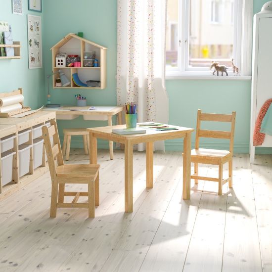 Picture of Flash Furniture Kids 3-Piece Table And Chair Set, Natural