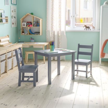 Picture of Flash Furniture Kids 3-Piece Table And Chair Set, Gray