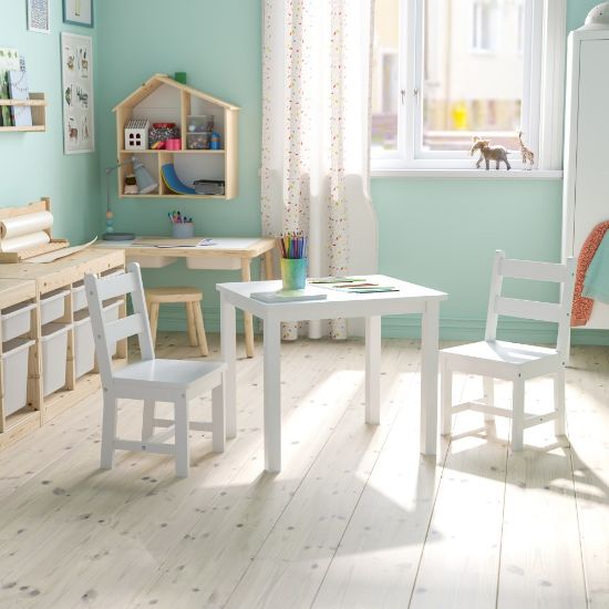 Picture of Flash Furniture Kids 3-Piece Table And Chair Set, White