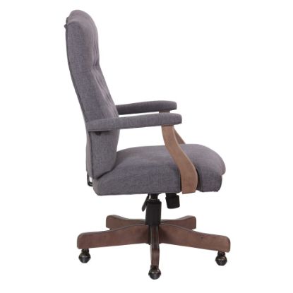 Picture of Boss Office Products Tufted Ergonomic Fabric High-Back Office Chair, Slate Gray/Driftwood