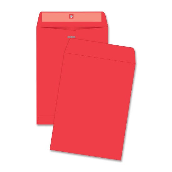 Picture of Quality Park Brightly Colored 9x12 Clasp Envelopes - Clasp - #90 - 9in Width x 12in Length - 28 lb - Clasp - Paper - 10 / Pack - Red