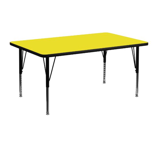 Picture of Flash Furniture 48inW Rectangular HP Laminate Activity Table With Short Height-Adjustable Legs, Yellow