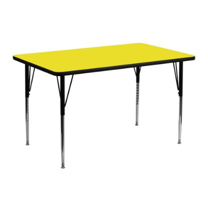 Picture of Flash Furniture 48inW Rectangular HP Laminate Activity Table With Standard Height-Adjustable Legs, Yellow