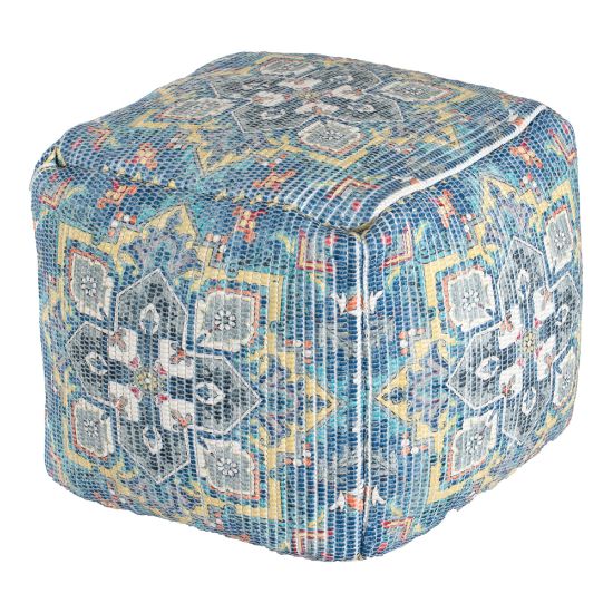 Picture of Anji Mountain Cosmic Charlie Pouf Ottoman, Blue/Yellow