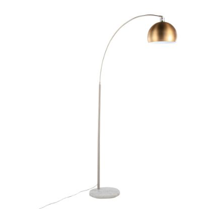 Picture of LumiSource March Floor Lamp, 74inH, Antique Brass Shade/Nickel/White Base