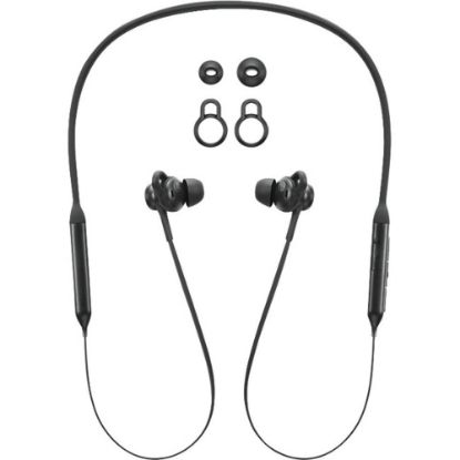 Picture of Lenovo Bluetooth In-Ear Headphones - Stereo - Wireless - Bluetooth - 32.8 ft - 32 Ohm - 20 Hz - 20 kHz - Earbud, Behind-the-neck - Binaural - In-ear - Omni-directional Microphone - Black