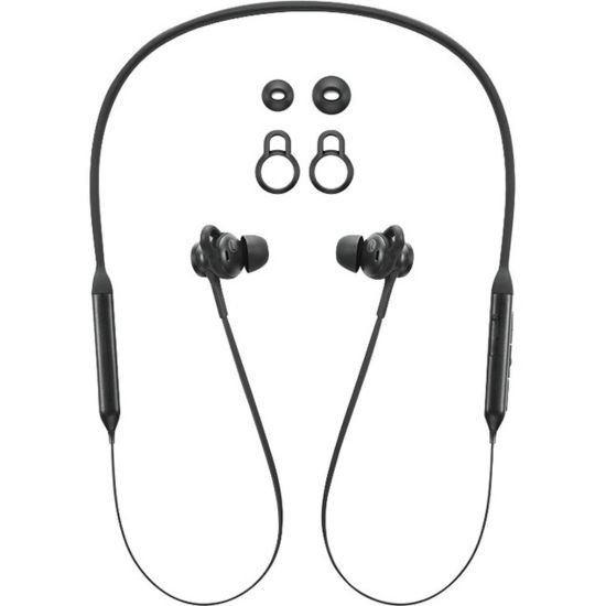 Picture of Lenovo Bluetooth In-Ear Headphones - Stereo - Wireless - Bluetooth - 32.8 ft - 32 Ohm - 20 Hz - 20 kHz - Earbud, Behind-the-neck - Binaural - In-ear - Omni-directional Microphone - Black