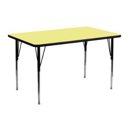 Picture of Flash Furniture 48inW Rectangular Thermal Laminate Activity Table With Standard Height-Adjustable Legs, 24inD, Yellow